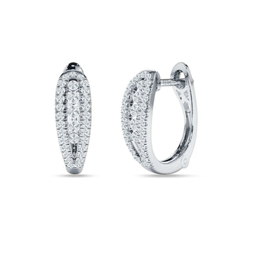 Three Row Oblong Hoop Earring Cubic Zirconia 925 Sterling Silver Wholesale
